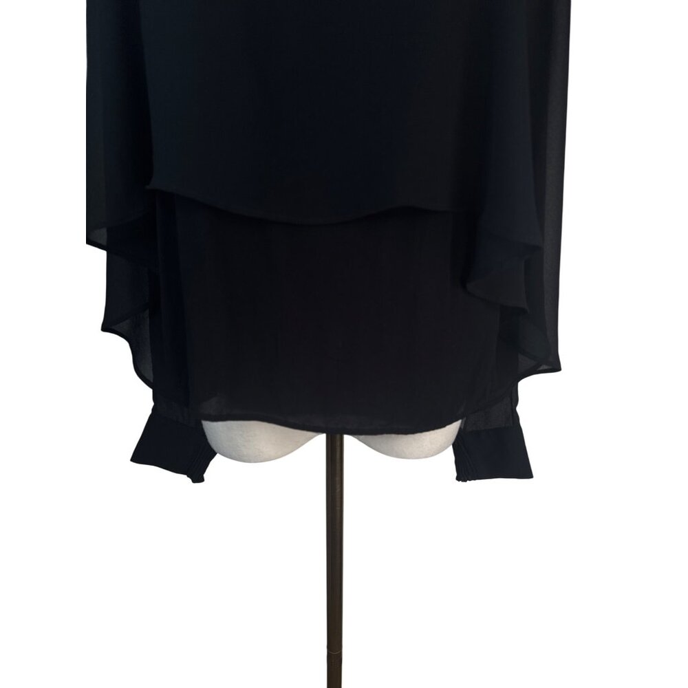 2/$30 ZARA Large Black Chiffon Sheer Wide Sleeves Blouse Cuffs - Picture 7 of 12